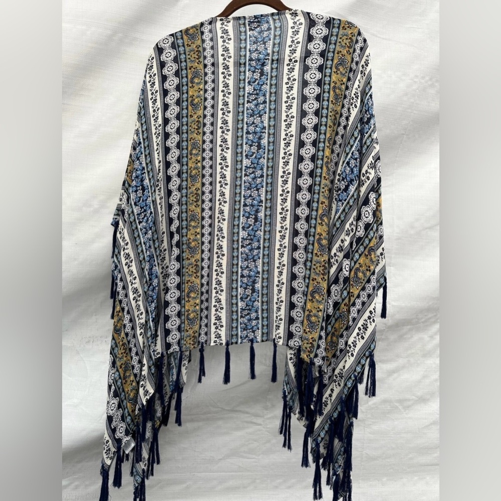 Boho Umgee Kimono Cover Up With Fringe M/L - Picture 2 of 7